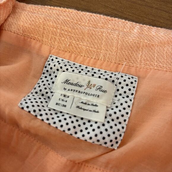 Anthropologie Size 4 Meadow Rue Ingalls Front Tie Apron Dress Pockets Orange - Picture 8 of 11